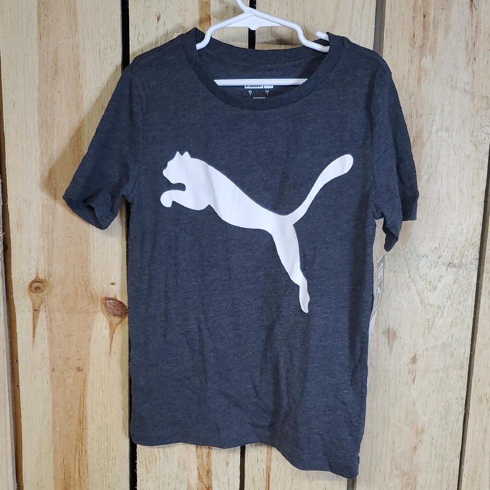 Boys PUMABig Cat Logo T-Shirt Size 7 Athletic School Soccer NWT